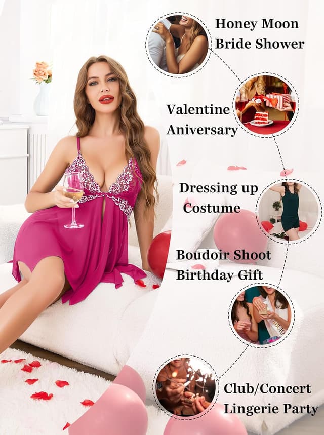 Detalle 2 de Wikoan Nuisette femme en dentelle avec bretelles réglables et string assorti