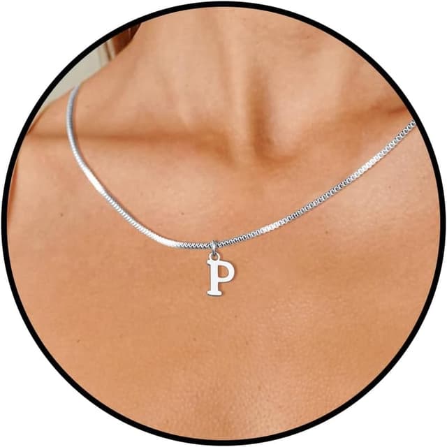 Detalle de Esmoly collana donna iniziale oro 14K choker con lettera A-Z, lunghezza regolabile 16+2 pollici