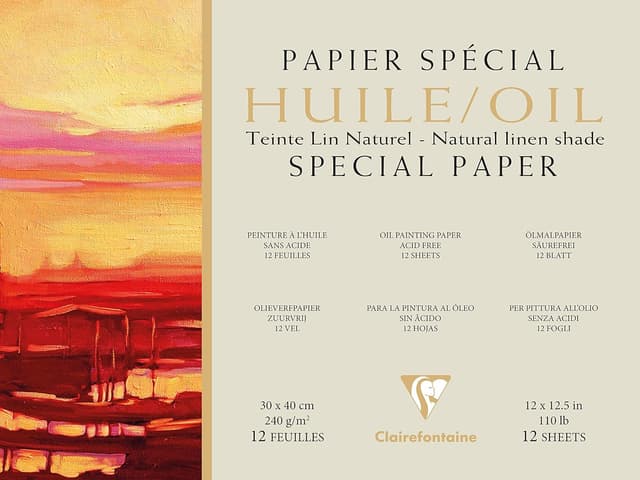 Thumbnail 6 de Clairefontaine 975825 C – Bloc dibujo óleo LINO natural 12 hojas 36x48 cm 🎨