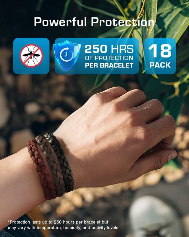 Detalle de Active Era Mosquito Repellent Bracelet (DEET-free) – Waterproof insect & midge bands, 18 pack