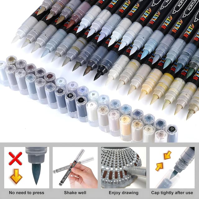 Detalle 2 de NICETY 32 Colours Acrylic Paint Pens 1-5mm