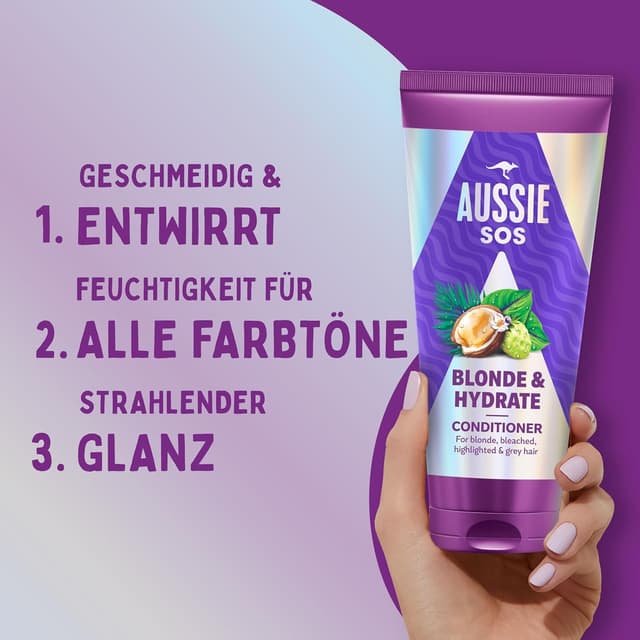 Detalle de Aussie SOS Blonde & Hydrate Conditioner (350 ml) für gebleichtes, gesträhntes & graues Haar