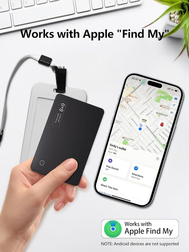 Detalle de Lmrbelec Ultra-Slim Wallet Tracker Card (Works with Apple Find My) — iOS Compatible, IP68, 2-Pack