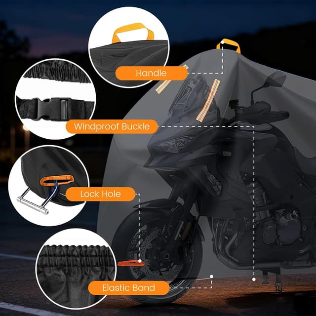 Detalle de MIDINGCHAI Motorrad Abdeckplane 4XL 420D