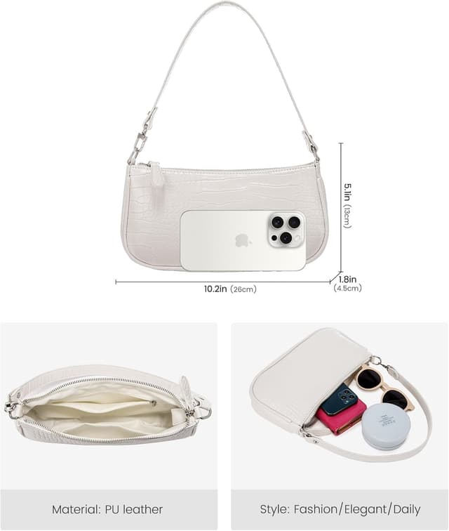 Detalle 2 de LOVEVOOK Mini-Umhängetasche für Damen mit Krokodilmuster (ca. 26 x 4,5 x 13 cm)