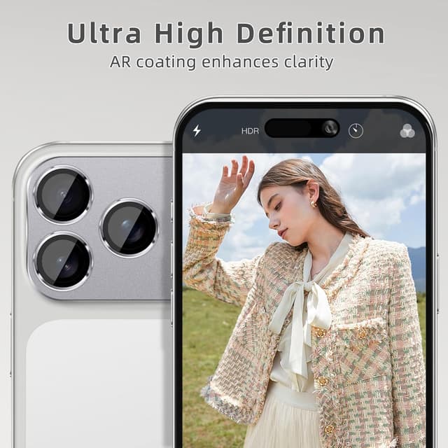 Detalle de SumRioo Kameraschutz für iPhone 17 Pro Max – Panzerglasfolie mit 9H Härte, Aluminiumlegierung, grau