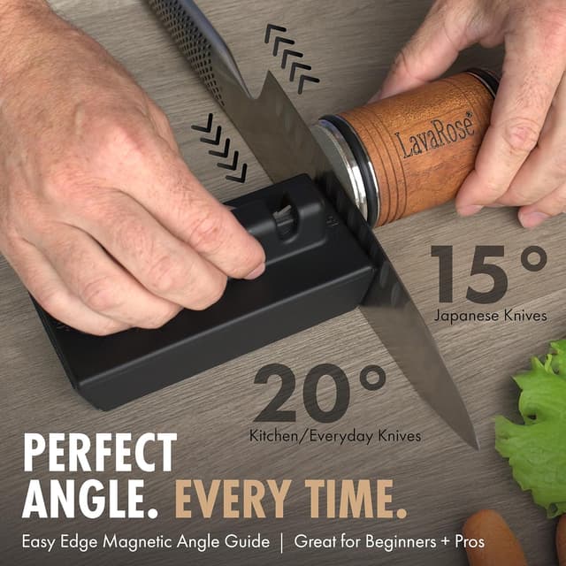 Detalle de LavaRose Rolling Knife Sharpener for Kitchen Knives (5-in-1 Base) with 15°/20° Magnetic Angle Guide