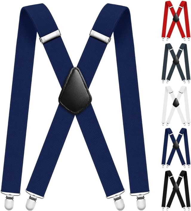 Detalle de Aomig Hosenträger für Herren (breit, 3,5 cm) mit 4 Metallclips – einstellbar & elastisch