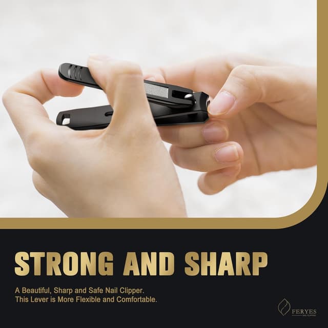 Detalle de FERYES Elegant Nail Clippers 2-Piece Set (Toe & Finger) – Black