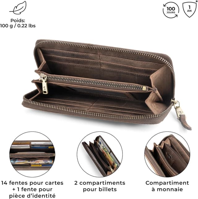 Detalle de Berliner Bags Palma portefeuille cuir 20 cm