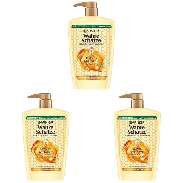 Detalle de Garnier Wahre Schätze reparierendes Honig-Schampoo XXL (1.000 ml, Packung mit 3)
