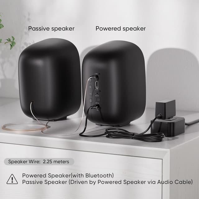 Thumbnail 6 de Saiyin Active Bluetooth Bookshelf Speakers (40W) with 3-inch woofers and optical/TV-ARC for turntable, PC and TV (pair)