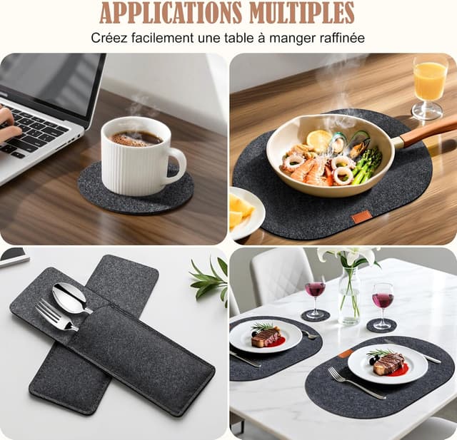 Thumbnail 5 de Sets Table Verre Lavables Rectangulaires 18 pièces