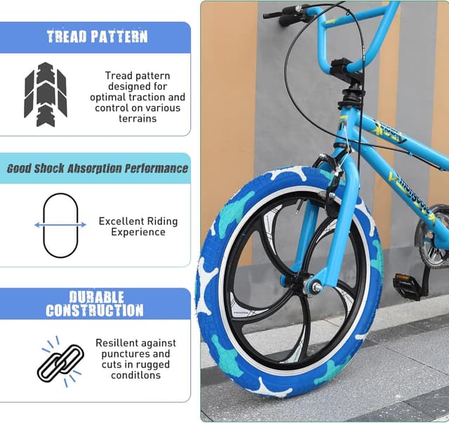 Detalle de ZUKKA 2er-Set 20 x 2,125 Fahrradreifen (ETRTO 57-406) faltbar inkl. 20-Zoll-Schlauch AV (35 mm)