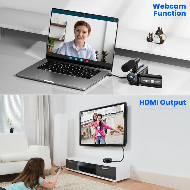 Detalle 2 de Caméscope 5K double objectif Wi‑Fi pour vlogging, écran tactile 3 pouces 270° et vision nocturne IR