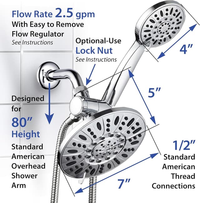 Thumbnail 6 de AquaDance 7" Premium High Pressure 3-Way Rainfall Combo (3328) with 6-Setting Hand Shower