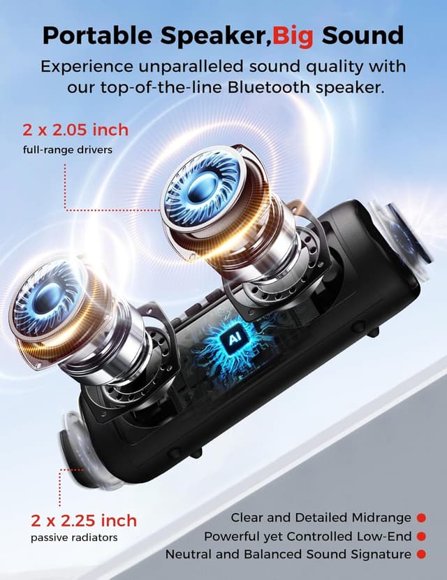 Detalle 2 de BolaButty Bluetooth Speaker with HD Sound (IPX5, up to 20H, TWS pairing) — Portable Wireless Speaker in Black