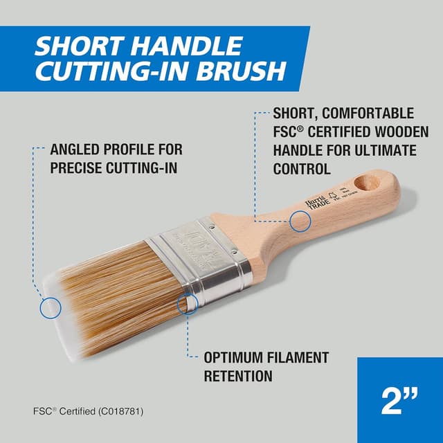 Detalle de Harris Trade Short Handle Cutting-In Brush 2" for precise edge painting