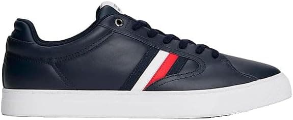 Detalle de Tommy Hilfiger Men’s Icon Court Stripes Leather Cupsole Trainers