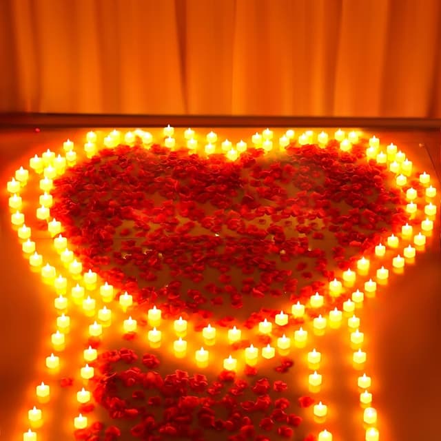 Detalle de gobutend 6000 Artificial Rose Petals with 72 Flameless LED Heart Tea Lights for Valentine’s, Weddings & Parties