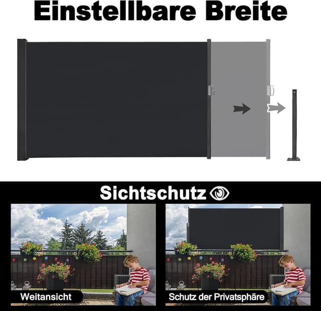 Detalle 1 de LZQ Seitenmarkise 100 x 300 cm Sichtschutz