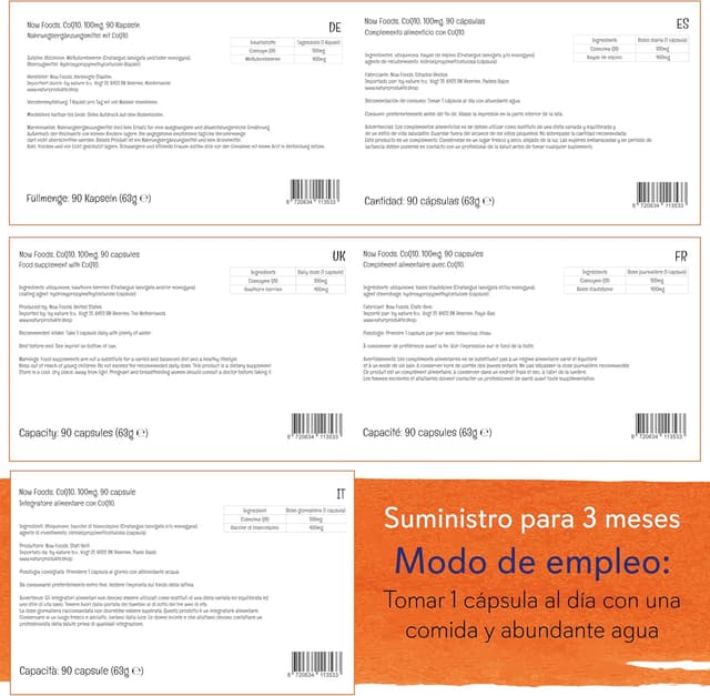 Thumbnail 8 de Now Foods CoQ10 100mg con Espino Blanco, 90 Comprimidos 💊