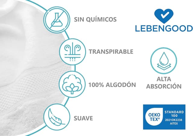 Thumbnail 2 de LEBENGOOD Juego de Toallas 70x140 550gsm