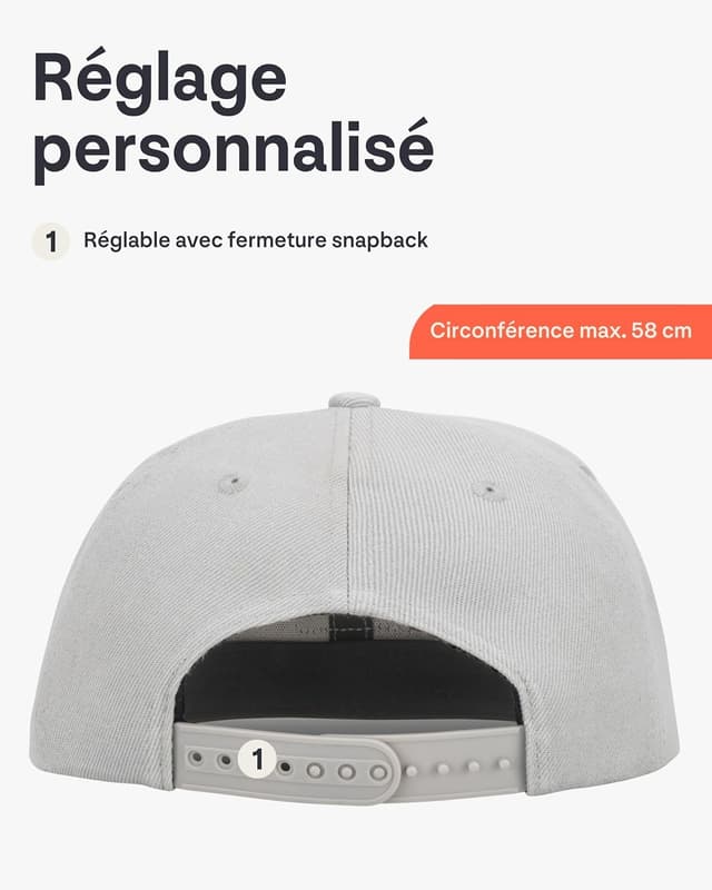 Detalle de Johnny Urban Casquette Dean snapback unisexe à 6 panneaux, visière réglable et bandeau anti-humidité