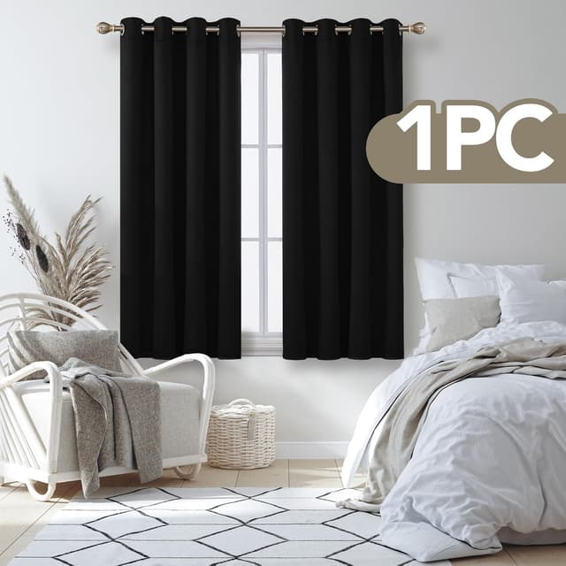 Detalle de Deconovo Tenda Oscurante Termica 132x138 cm con anelli, 1 pannello nero