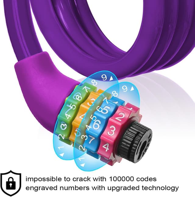 Detalle de Ainiv 4-Digit Password Bicycle Lock 65cm