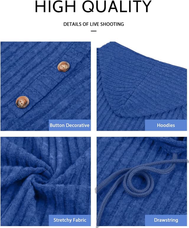 Detalle de Women’s drawstring V-neck long-sleeve hoodie jumper (65% rayon blend) with button front