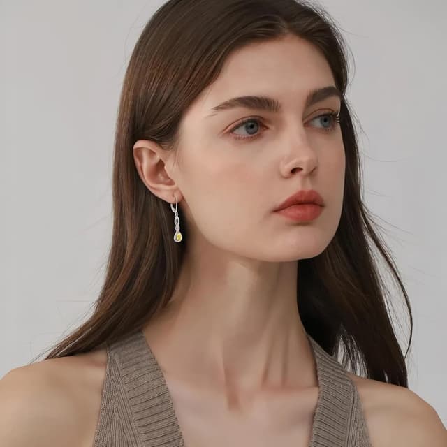 Detalle de FJ Damen Ohrringe mit Geburtsstein und 925 Sterling Silber Unendlichkeit – hängend