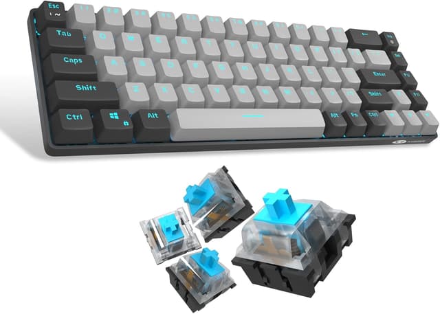 Detalle de MageGee Portable 60% Mechanical Keyboard (MK-Box) – 68-key wired gaming keyboard with blue switches