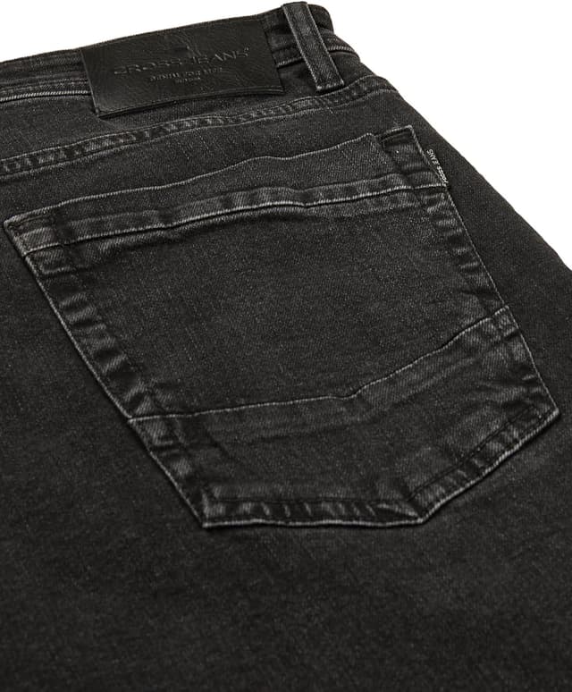 Detalle 2 de Cross Jeans Herren Antonio Jeanshose im Stretch Comfort/Relaxed Fit (Denim Blau/Schwarz)