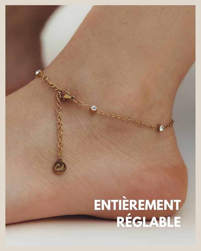 Detalle de Chaîne de cheville zirconium 22-27 cm