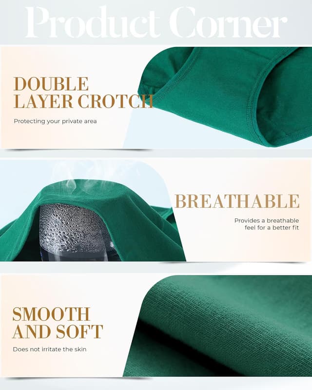 Detalle 1 de DTUOMO Underwear for Women: high-waisted cotton briefs (5-pack) with soft, breathable full coverage