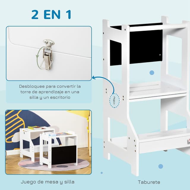 Thumbnail 2 de HOMCOM Torre de Aprendizaje 2 en 1 42x44x86 cm