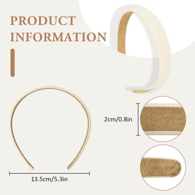 Detalle 2 de LOPHE bandeau femme en cuir PU blanc classique, large anti-glisse