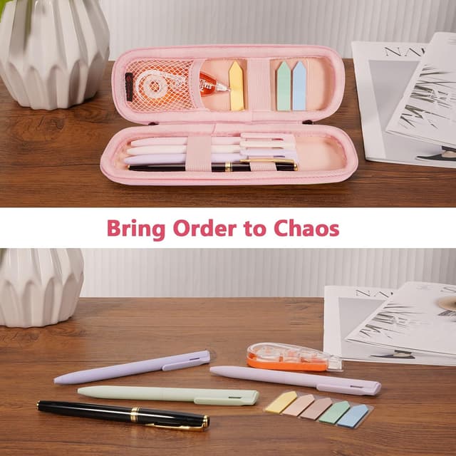 Detalle 2 de FINPAC Federmäppchen aus Hart-EVA (klein) – stoßfeste Stiftetasche für Büro, Schule & unterwegs, glitzerndes Rosa