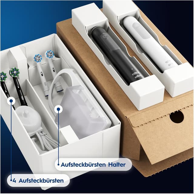 Thumbnail 6 de Oral-B Pro Series 3 Elektrische Zahnbürste Doppelpack (inkl. 4 Aufsteckbürsten) – Schwarz/Weiß
