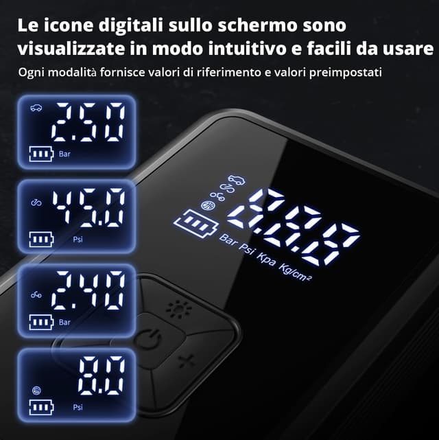 Thumbnail 3 de Oasser Mini Compressore Portatile 150 PSI con LCD e torcia