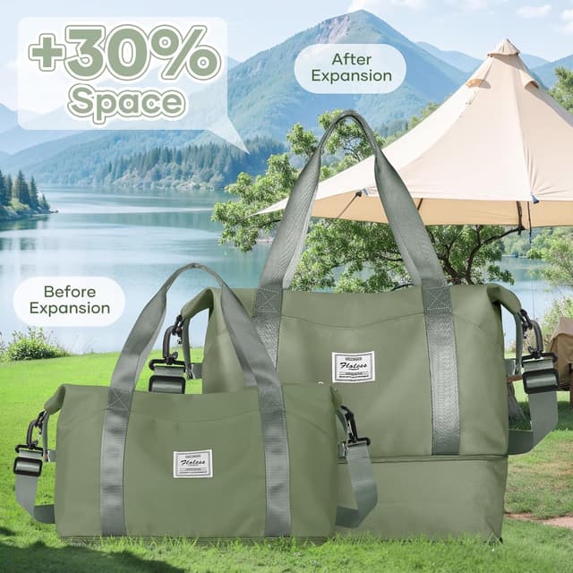 Detalle 2 de Reisetasche Damen Sporttasche 40x30x20 Ryanair Handgepäck – erweiterbar, wasserdicht, mit Nass-/Trockentrennung