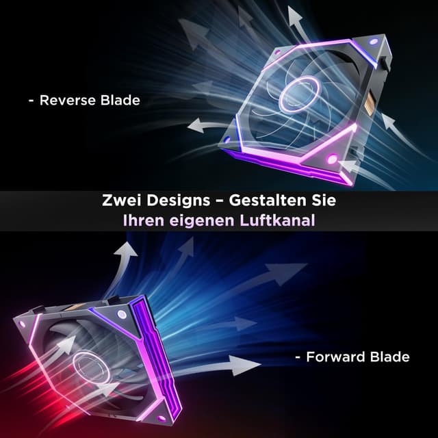 Thumbnail 6 de AsiaHorse NyotaUltra ARGB PC-Lüfter 120 mm (3er-Set) mit Daisy Chain & Infinity Mirror – Vorwärts (Auspuff)