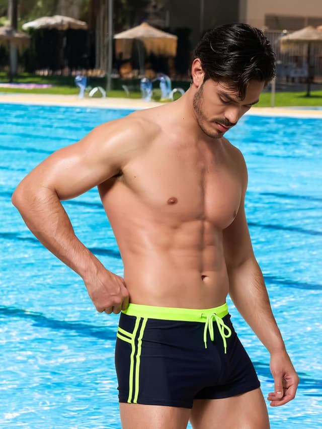 Detalle de Arcweg Herren-Badehose Eng Kurz mit Tunnelzug – schnelltrocknende Badeshorts für Schwimmen & Wassersport