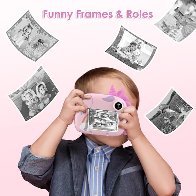 Detalle 2 de HiMont Kids Camera Instant Print (Pink) – no-ink instant print camera for kids, 20MP dual lens, 32G TF card
