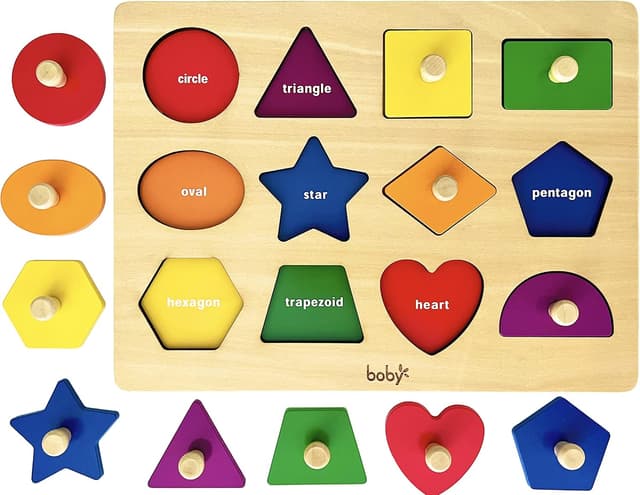 Detalle de Dailyfunn Montessori Shape Peg Puzzle for 1-3 🎲