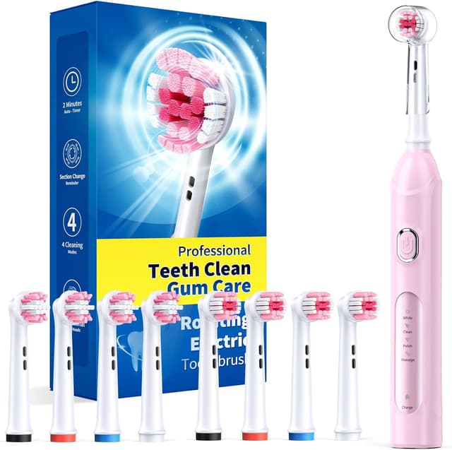Detalle de Rotating Electric Toothbrush with 8 Brush Heads 25‑Day Battery