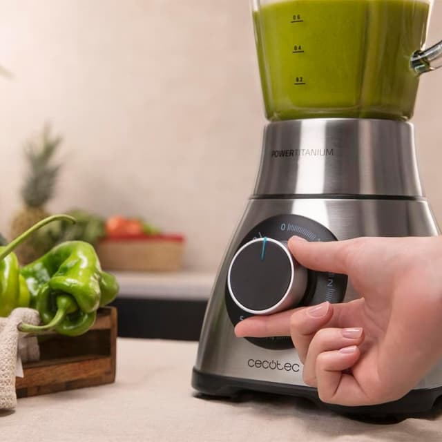 Detalle de Cecotec Power Black Titanium 2000MAX frullatore a bicchiere in vetro da 1,8 L da 2000W