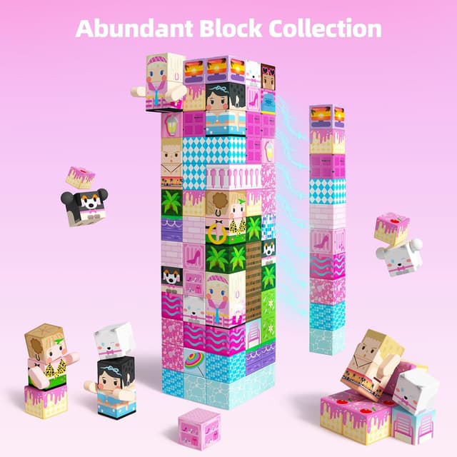 Detalle 2 de GobiDex 100PCS Magnetic Blocks Princess Building Set (Pink Castle & Poolside Villas)