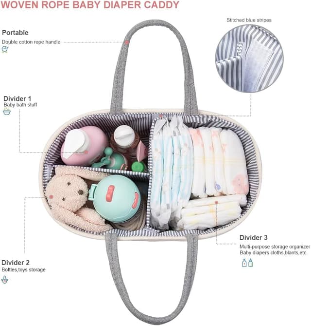 Detalle de YeaYee Baby Windel Caddy Organizer, 36,1 x 22,1 x 18 cm